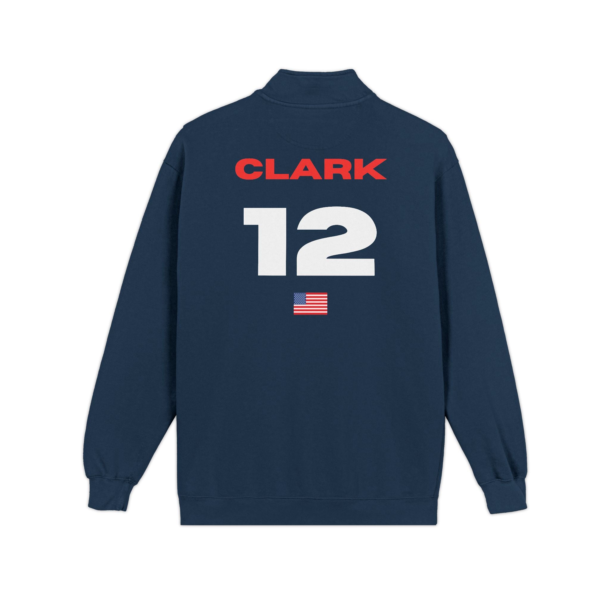 Quarter-Zip Sweatshirt — 'CLARK 12' USA Flag Athletic Pullover