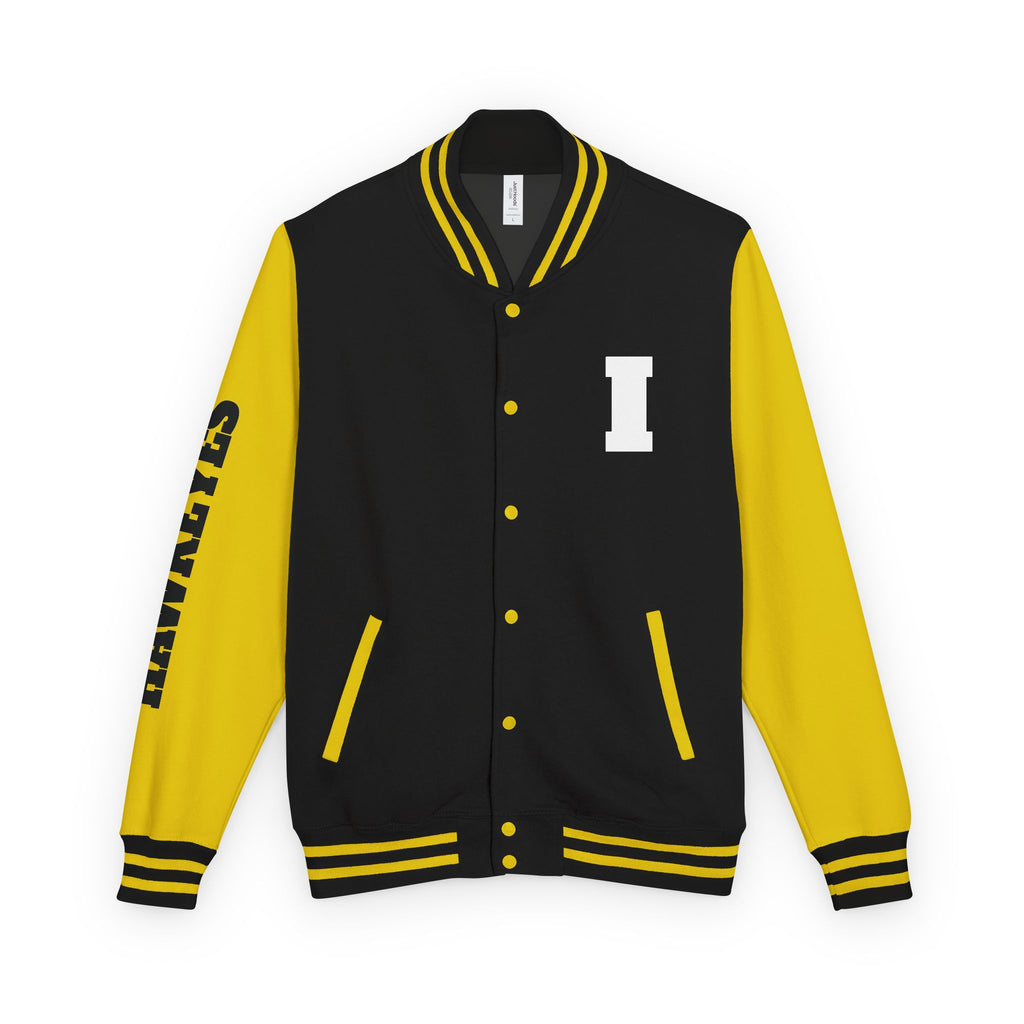 Iowa Letterman Jacket — Classic Black & Gold Varsity Jacket