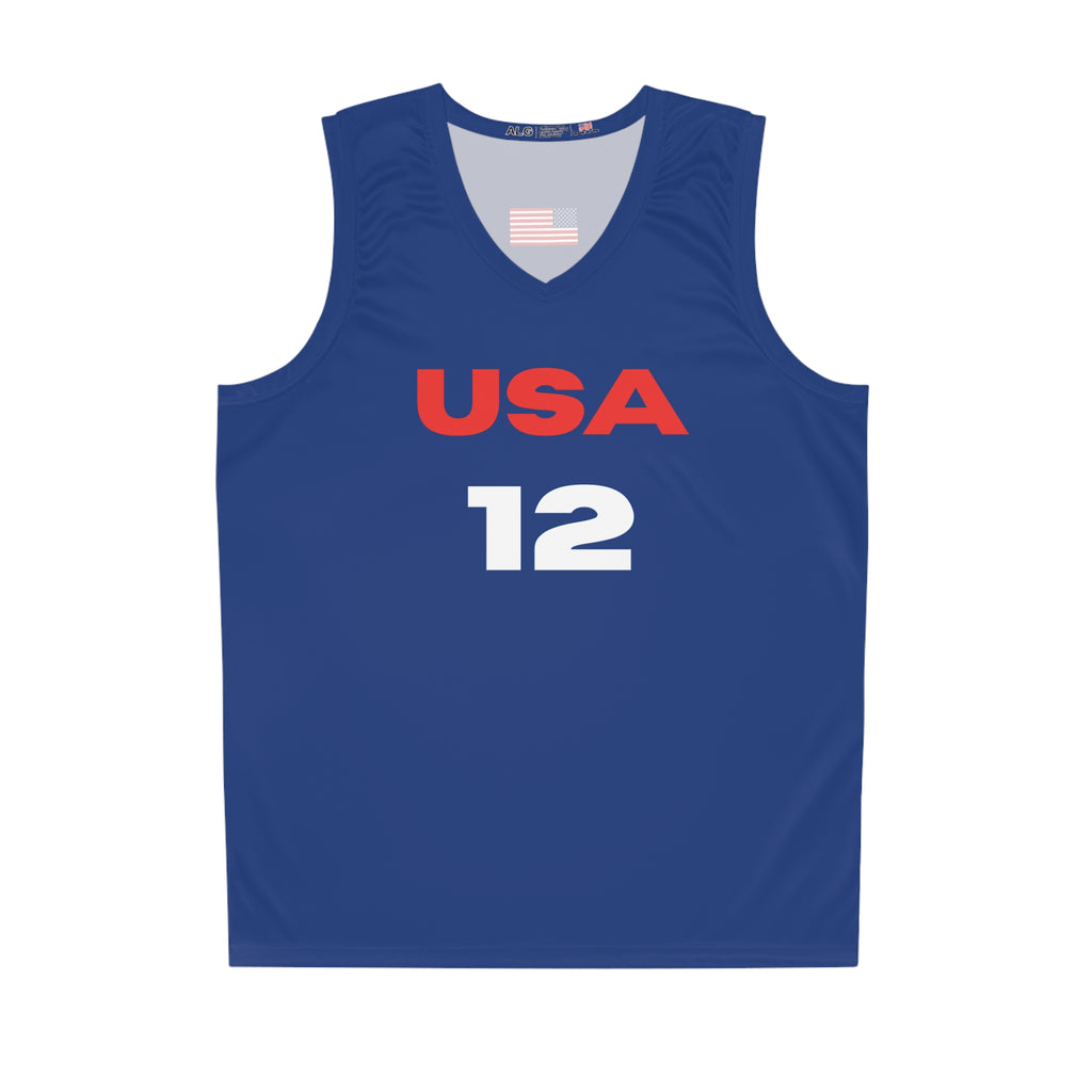 Clark #12 USA Basketball Jersey – (Blue, Patriotic)