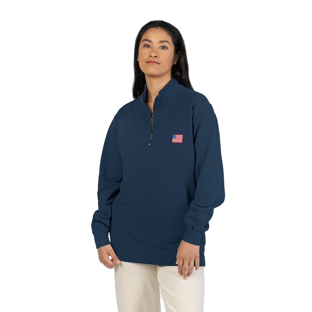 Quarter-Zip Sweatshirt — 'CLARK 12' USA Flag Athletic Pullover