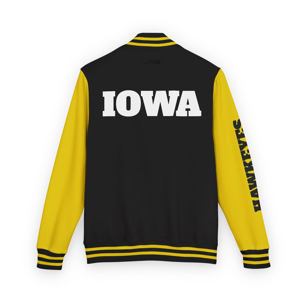 Iowa Letterman Jacket — Classic Black & Gold Varsity Jacket