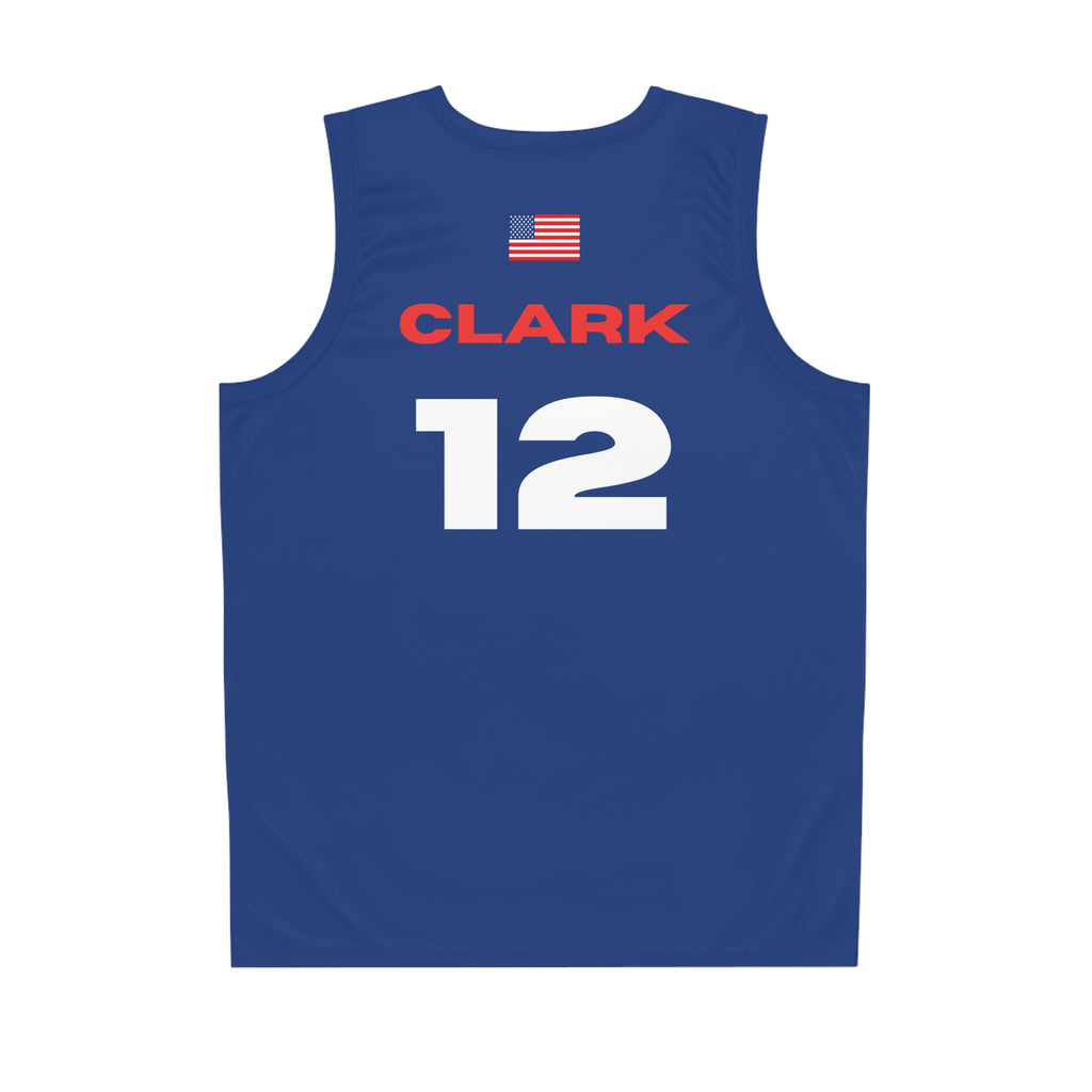 Clark #12 USA Basketball Jersey – (Blue, Patriotic)