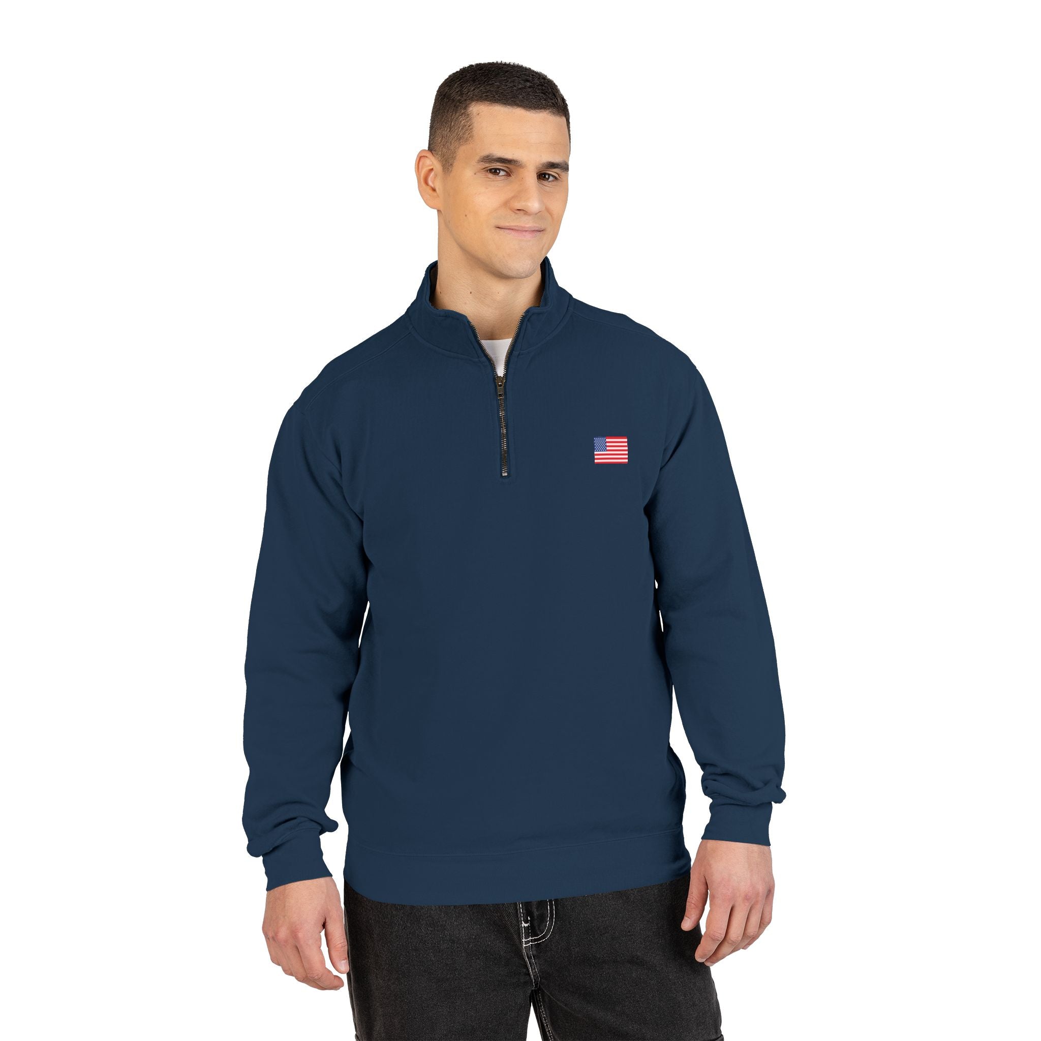 Quarter-Zip Sweatshirt — 'CLARK 12' USA Flag Athletic Pullover